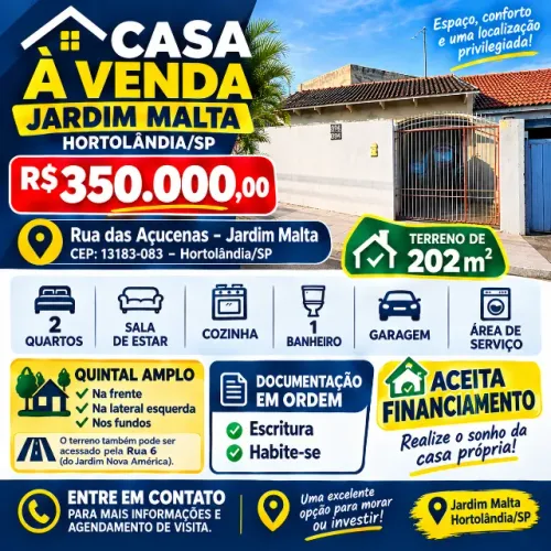 Casa à venda - Jardim Malta - Hortolândia/SP