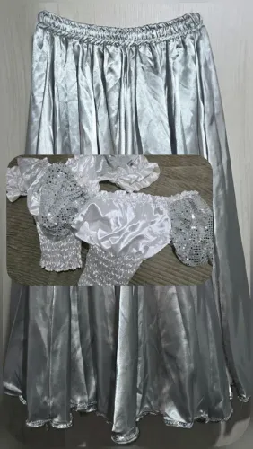 Conjunto Cigana / Figurino Brilhante - Saia Longa rodada + 2 blusas