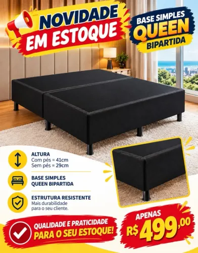 Base simples Queen bipartido / várias cores disponíveis / pronta entrega