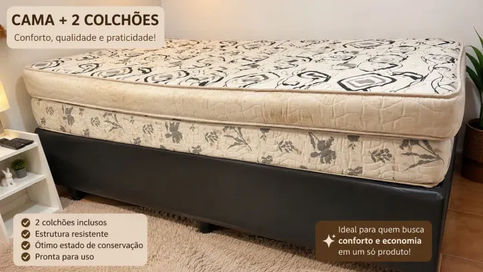 Vendo cama box molejo com 2 colchões