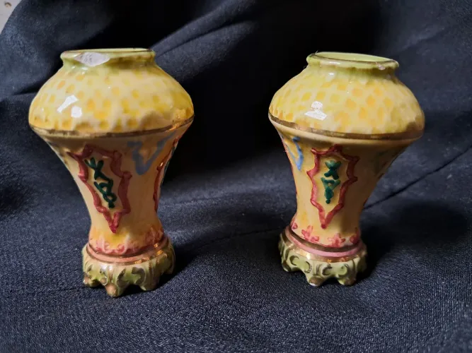 Par de Minivases Antigos em Cerâmica Artística - Década de 1920/1930
