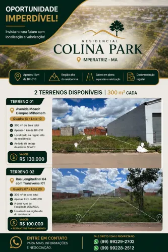 TERRENOS À VENDA - RESIDENCIAL COLINA PARK | IMPERATRIZ-MA