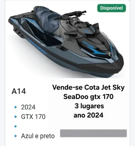 Vende-se COTA jet ski sea doo 170hp