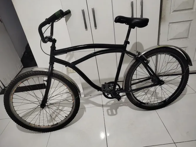 Bicicleta Preta com Paralamas Inox