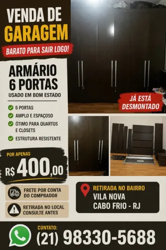Aramario 6 portas- madeira ébano- usado, com estado