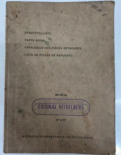 Manual Lista de Peças de Reposição - Heidelberg de Leque - Raro - Original - Bom estado