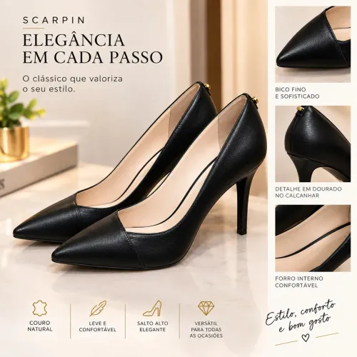 Scarpin Preto em Couro Jorge Bischoff 38