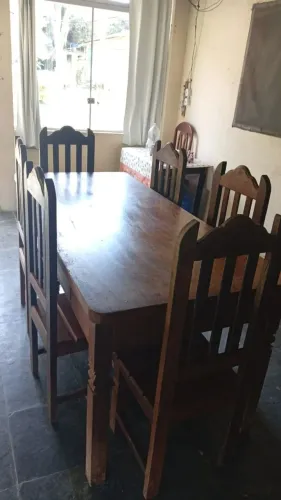Mesa madeira maciça 6 lugares com gavetas