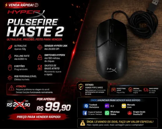 Mouse HyperX Haste 2