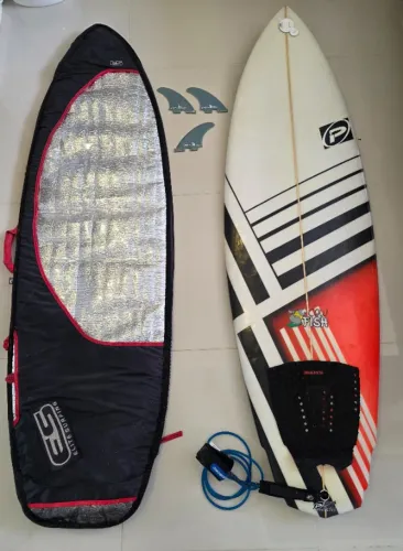 Prancha Pro Ilha / Evandro Santana 6'2 - 40,5L + FCS II Carver + Capa + Leash