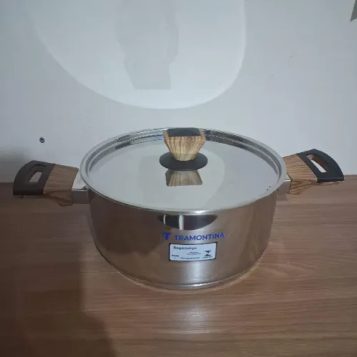 Tramontina Baquelite 24cm 4,8l Fundo Triplo indução Aço inox Panela Caçarola