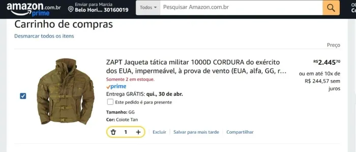 Jaqueta militar em cordura importada 