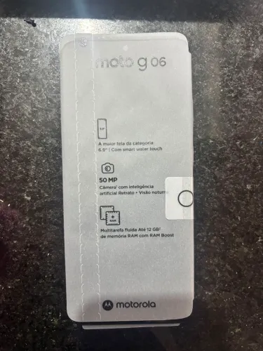 <br>Pra Smartphone motorola moto g06, com 128gb de armazenamento. Produto novo, na caixa.