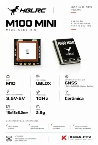 Módulo GPS HGLRC M100 Mini Pro (Com Bússola QMC5883L integrada)