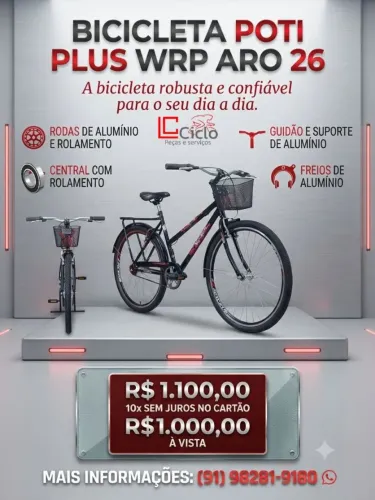Bicicleta poti plus aro 26 toda no rolamento