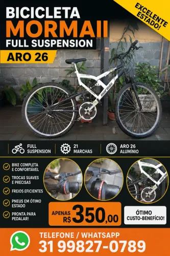 Bicicleta Mormaii Full Suspension Aro 26 - 21 marchas