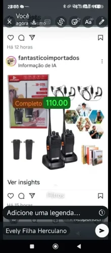 Kit 2 rádio comunicador 02 fones 02 caregadores