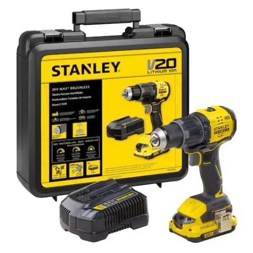 Parafusadeira/Furadeira com Impacto 1/2" 1 Bateria 2Ah 20V Max* 65Nm Brushless Stanley