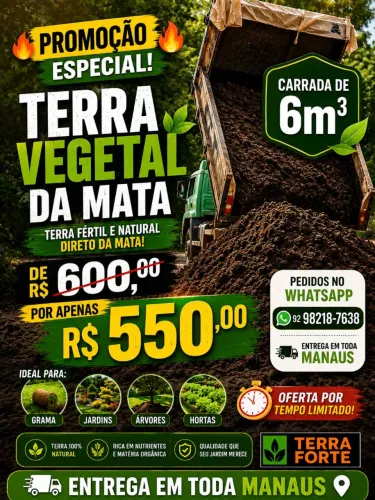 Terra Vegetal colhida na mata 6m3