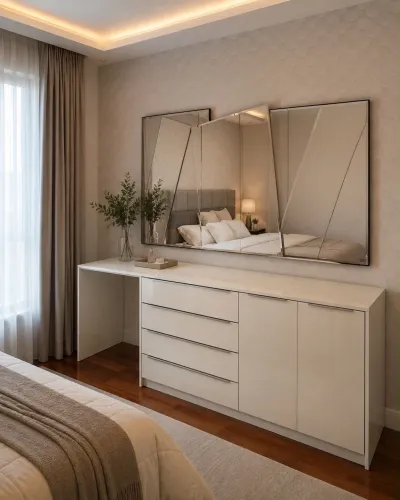 Balcão para quarto com espelho decorativo