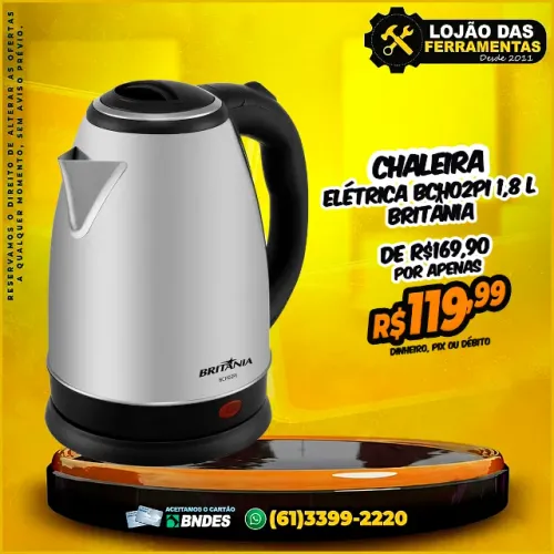 Chaleira Elétrica BCHO2PI 1,8 Litros Britânia