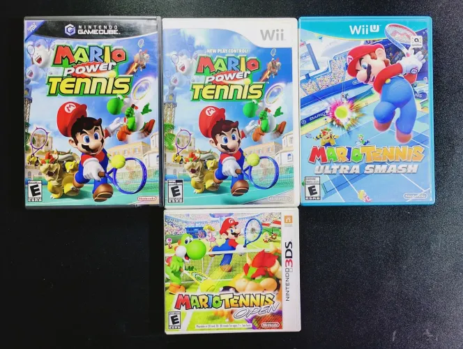 Lote 4 Jogos Originais Mario Tennis p/ Nintendo GameCube, Wii, Wii U e 3DS