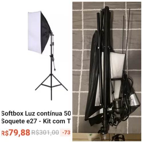 Luminárias com tripés para gravação de vídeos caseiros