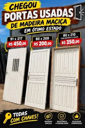 Portas Usadas de Madeira Maciça com Chave