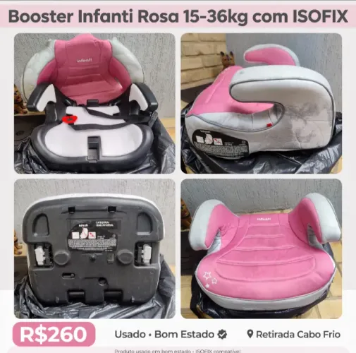 CADEIRINHA INFANTIL PARA CARRO STARFIX COM ISOFIX 15 a 36kg -