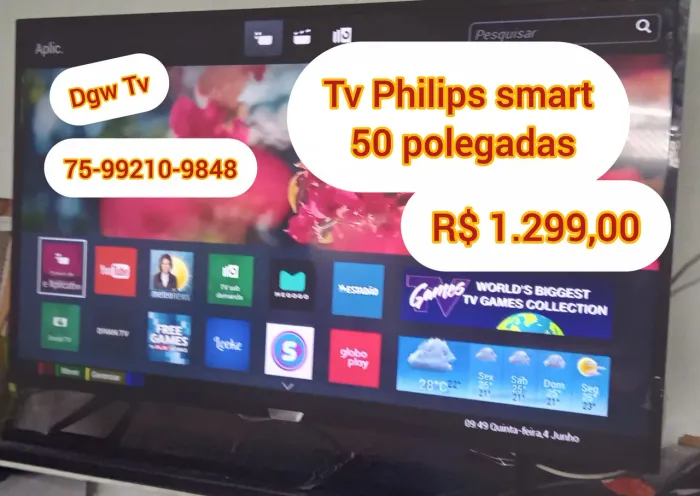 Tv philips smart 50 polegadas 