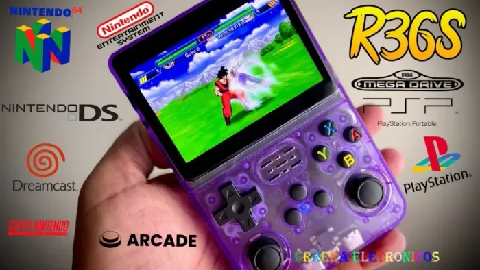 Console Game Portátil R36S + de 15.000 Jogos /Game com 64GB /Linux /Tela IPS3.5 Polegadas
