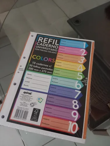 refil de fichário universitário 