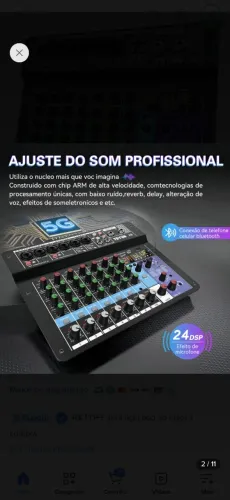 Mesa de Som Teyun 8 Canais Nova Na Caixa