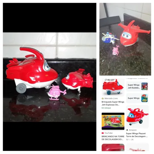 Coleção c 3 aviões Super Wings c Jett's, Paul e Dizzy originais o maior c 22,17e7cm comp  