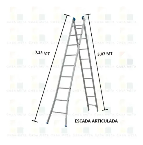 Escada De Alumínio Extensiva 2 X 10 - 20 Degraus Alumasa