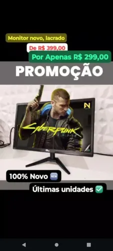 Monitores Novos, na caixa, lacrados, HDMI, tela em LED, Envio OLX