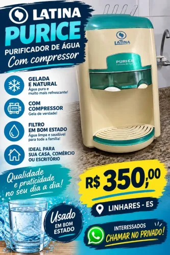 PURIFICADOR DE ÁGUA LATINA COM COMPRESSOR