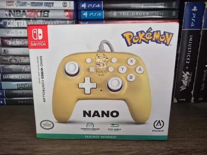 CONTROLE PARA NINTENDO SWITCH 1 E 2 PIKACHU LACRADO