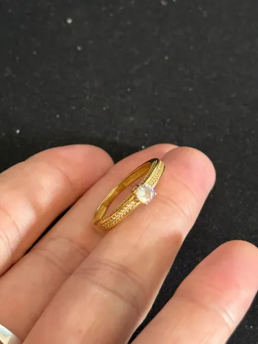 ? Par de Alianças Ouro 18K com Pedra - Tamanhos 19 e 14,5