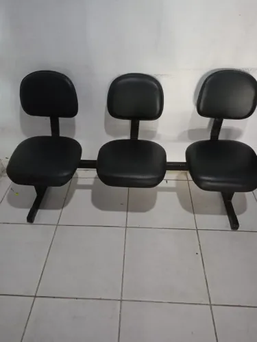 Kit cadeira para barbearia ou salão, espelho grande e trio de cadeira de espera 