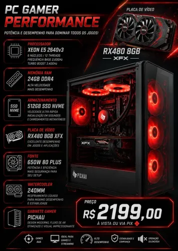 CPU GAMER XEON + RX480 8GB + NVME + TPM 2.0
