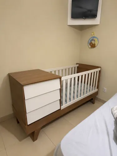 Berço Prince Vira Cama + Cômoda + Colchão Ortobom