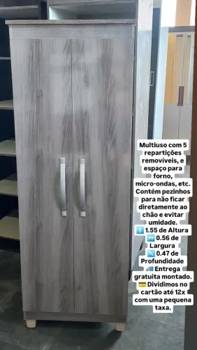 Entrega gratuita montado, multiuso com 5 repartições removíveis e espaço para micro-ondas 
