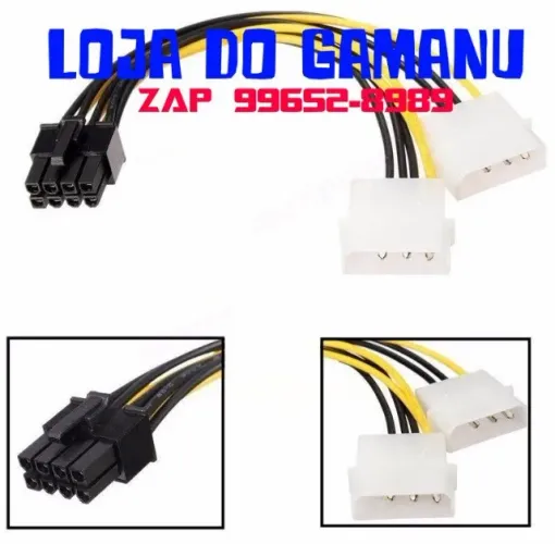 Cabo Adaptador 8 Pinos 6+2 Pci Express P/molex Duplo