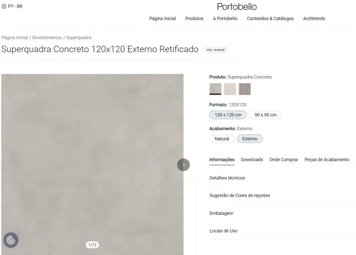 PISO PORTOBELLO SUPERQUADRA CONCRETO EXTERNO