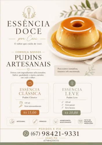 Pudim tradicional e Zero açúcar/zero lactose