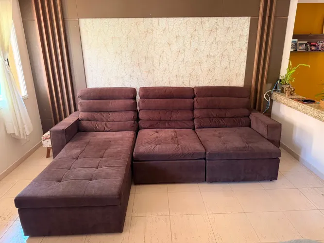 Sofá Volt com Chaise - Marrom