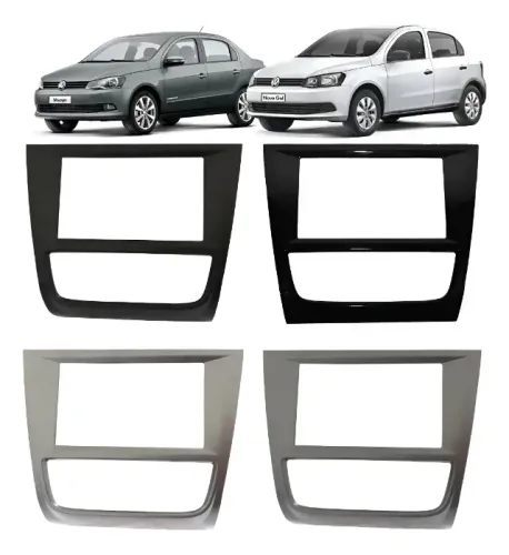 Moldura 2 Din Gol G6 Voyage Saveiro Dvd Multimídia Mp5 Preto