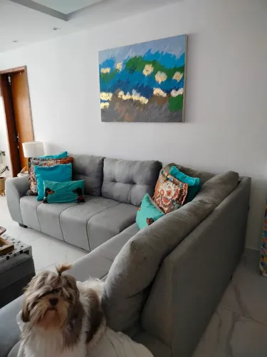 Sofá de linho em L