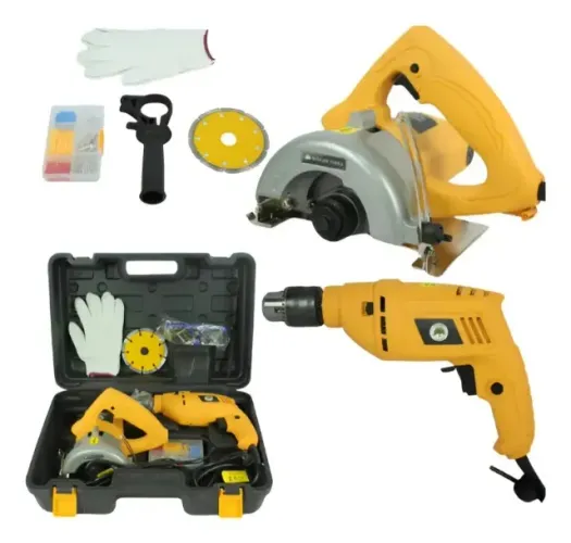 KIT Furadeira Reversível 500W e Serra Mármore Corta Piso 1200W Similar a Makita